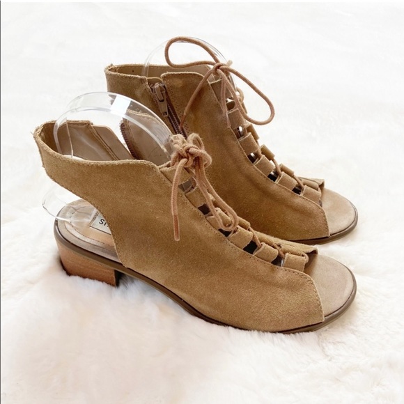 Steve Madden Aralyn Suede Open Toe Gladiator Sandals Tan Size 8M - Picture 10 of 12